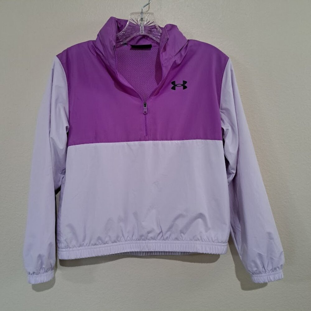 Under Armour Girls Windbreaker rain jacket with hidden hood Youth Medium Purple